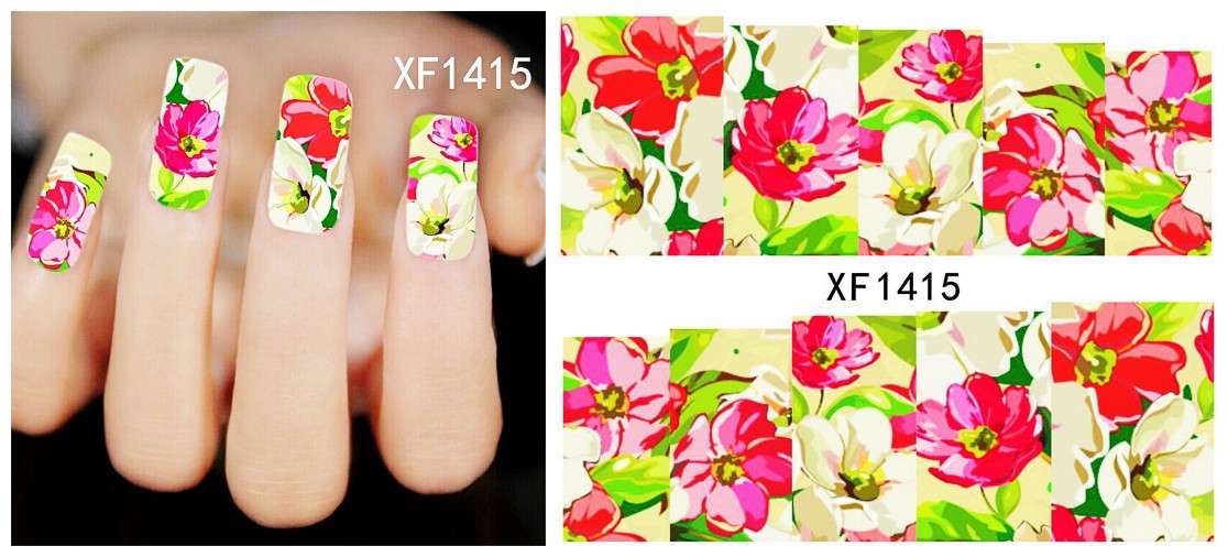 XF1414-1419 Flower Water Nail Sticker
