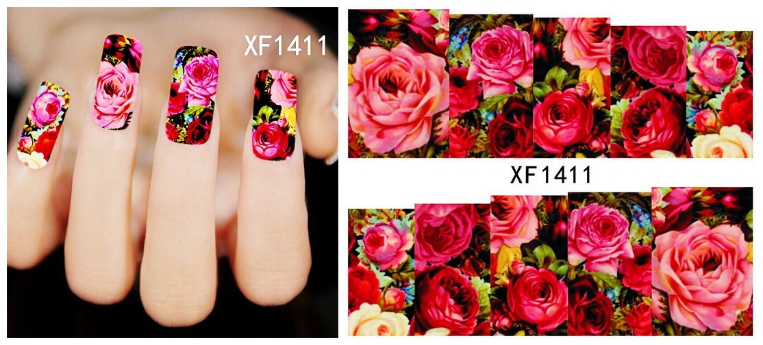 XF1408-1413 Flower Water Nail Sticker