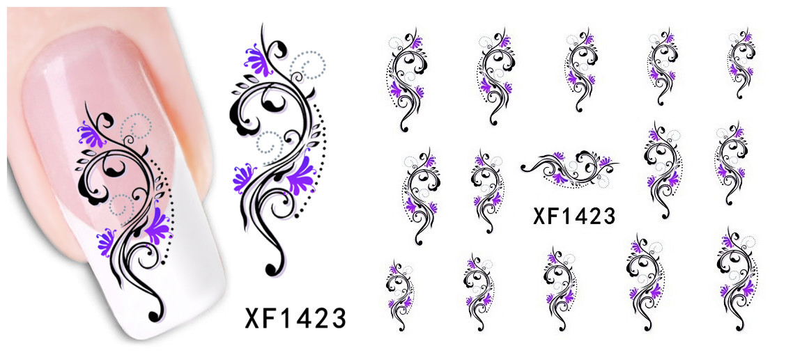 XF1420-1425 Flower Water Nail Sticker