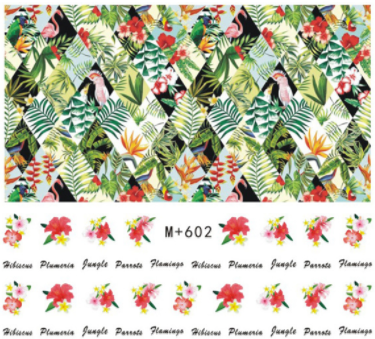 M+598-607 Leaves And Mermaid Water Nail Sticker 