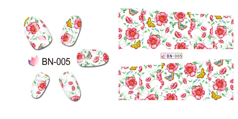BN001-006 Flower Water Nail Sticker