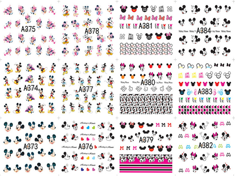 A373-384 Mickey Minnie Water Nail Sticker