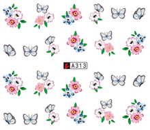 A313-318 Flowers And Butterflies Water Nail Sticker