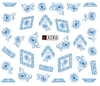 A283-288 Blue Flower Water Nail Sticker