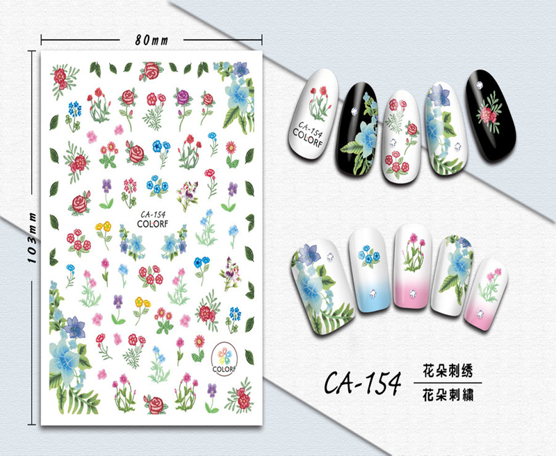 CA-154 3D Flower Embroidery Nail Sticker