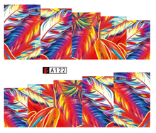 A121-126 Feather And Plaid Water Nail Sticker
