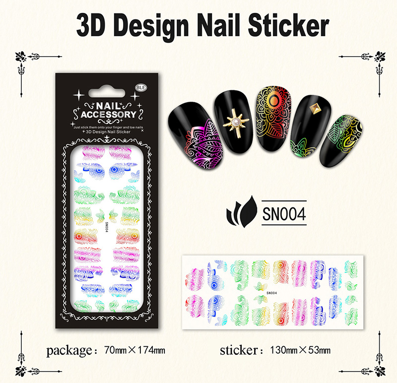 SN001-012 Rainbow Nail Sticker
