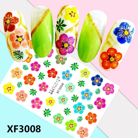 XF3008 3D Self Adhesive Flower Nail Art Sticker 