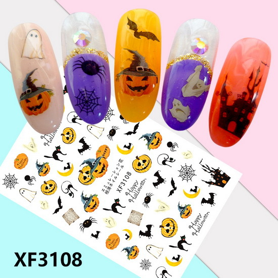 XF3108 3D Self Adhesive Halloween Nail Sticker 