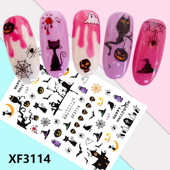 XF3114 3D Self Adhesive Halloween Nail Sticker 