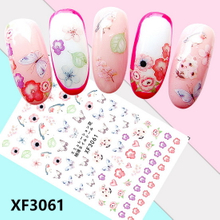 XF3061 3D Self Adhesive Flower And Animal Nail Sticker 