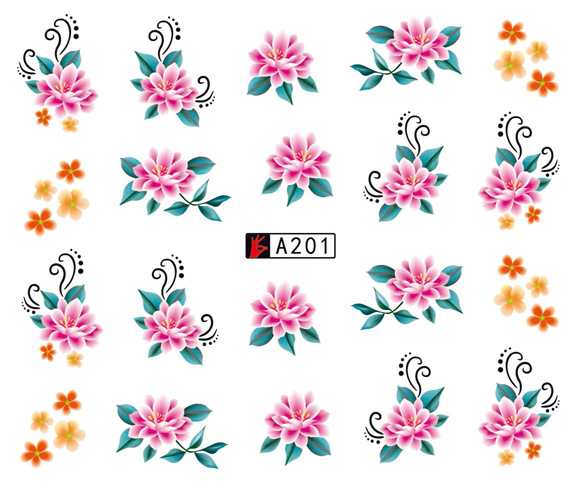 A199-204 Flower Water Nail Sticker