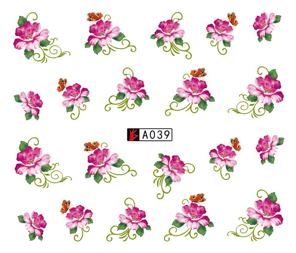 A037-042 Flower Water Nail Sticker