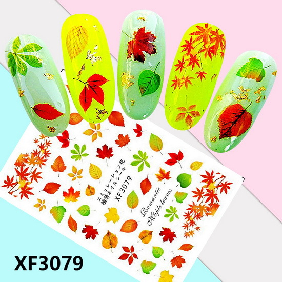 XF3079 3D Self Adhesive Leaf Nail Sticker 