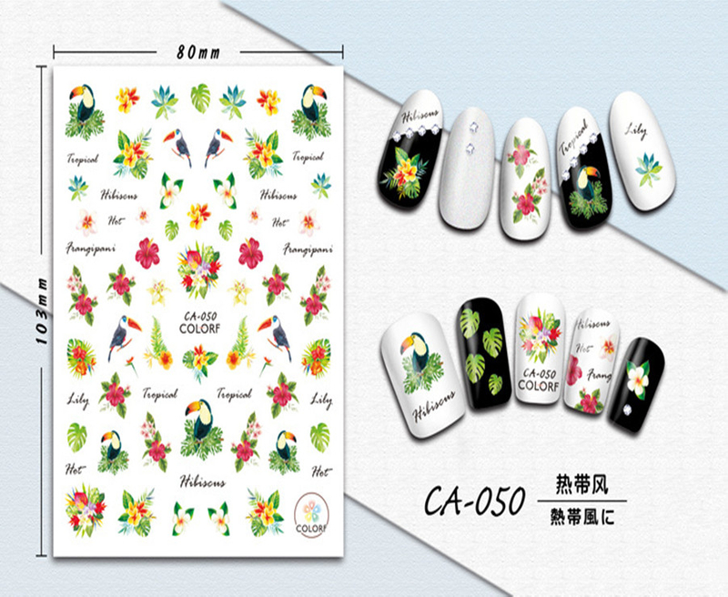 CA-050 3D Tropical Wind Nail Sticker