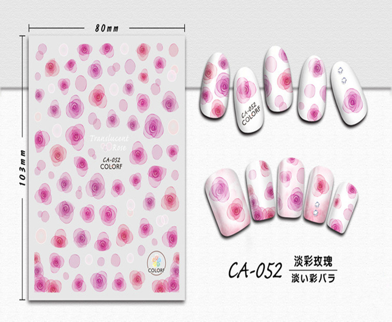 CA-052 3D Translucent Rose Nail Sticker