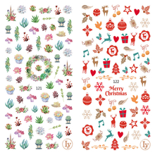 LY121-122 Thin 3D Plant And Christmas Nail Sticker