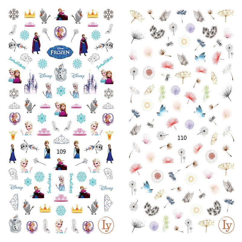 LY109-110 Thin 3D Frozen And Plant Nail Sticker