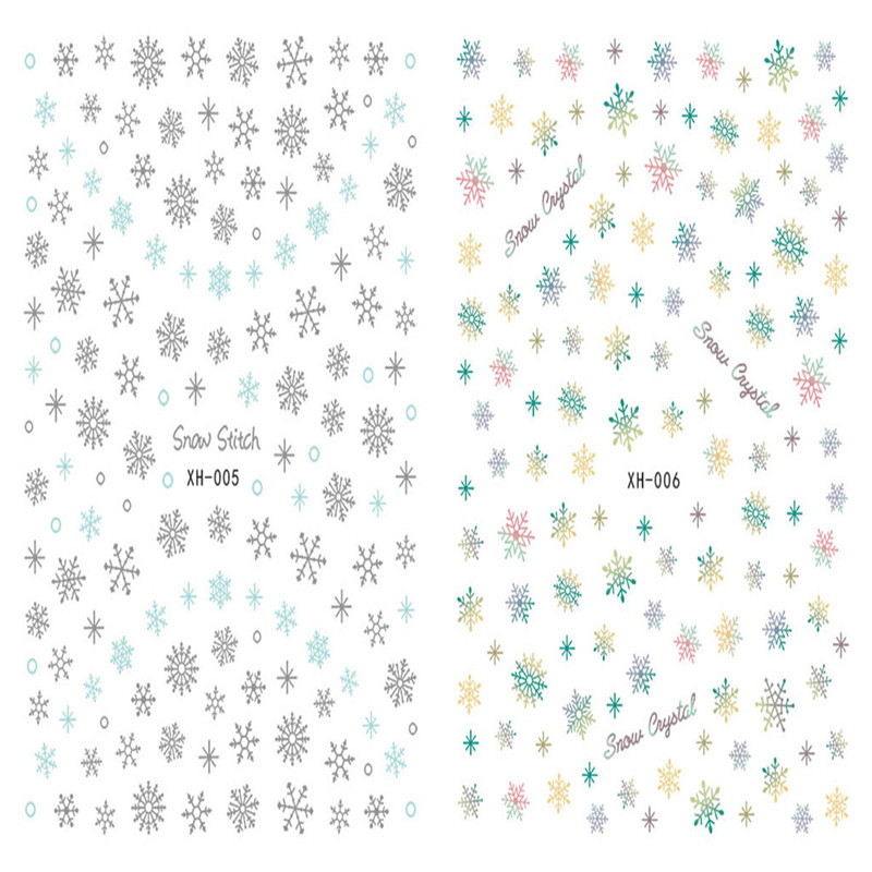 XH005-006 3D Colorful Snowflake Christmas Nail Art Sticker