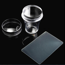 4cm Big Size Silicone Head Transparent Jelly Nail Stamper with Scraper