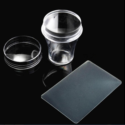4cm Big Size Silicone Head Transparent Jelly Nail Stamper with Scraper