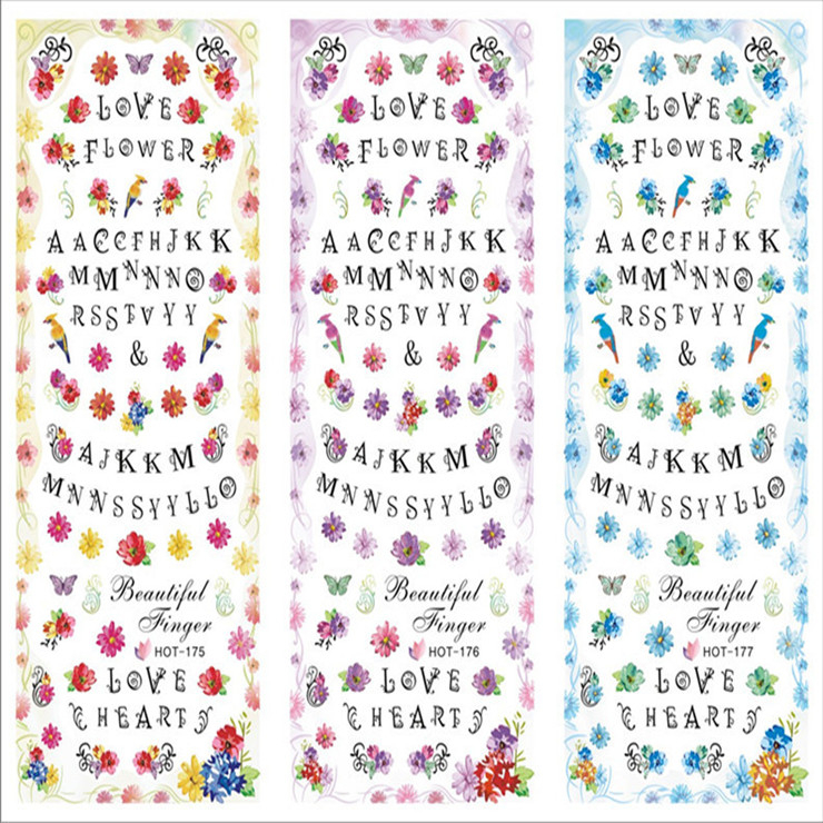 HOT175-177 Letters And Flower Water Nail Sticker