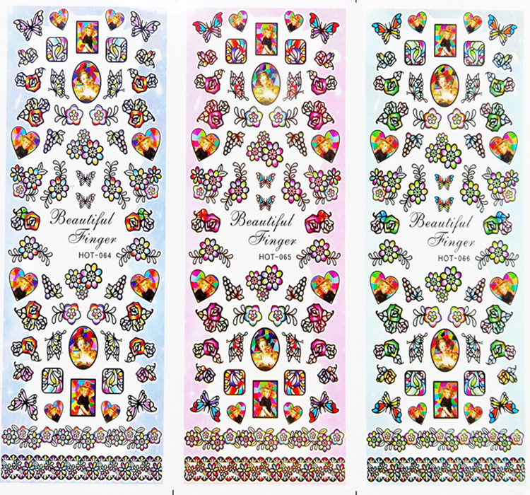 HOT064-066 Flower Water Nail Sticker