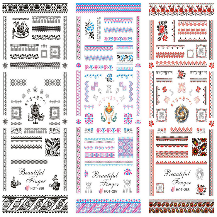 HOT286-288 Flower Lace Water Nail Sticker