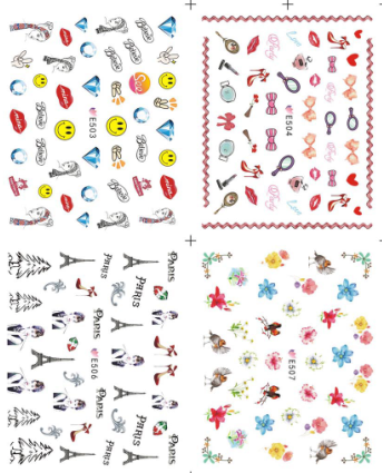 E500-511 3D Kisses Tower Cosmetic Simulation Nail Art Sticker