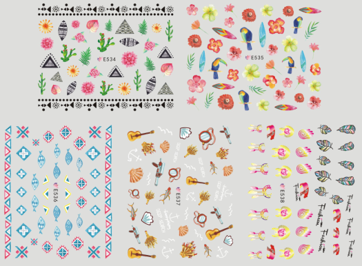 E534-544 3D Summer Totem Simulation Nail Art Sticker
