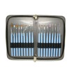 18pcs High Quality Wood Handle Nail Brush Set with PU Leather Bag