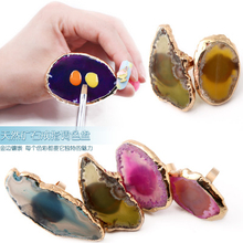 Fashion Agate Stone Gold Plated Nail Color Ring Palette