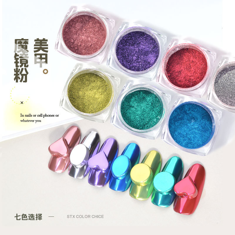 Super bright different colors manicure mirror powder super optical metal plating powder