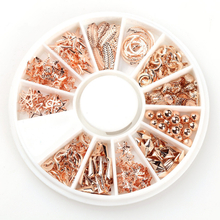 Different Shapes Rose Gold Nail Metal Decoration in Wheel 