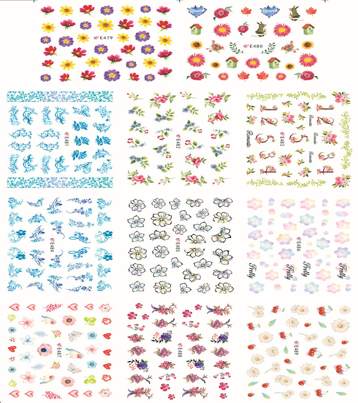 E479-489 3D Flower Simulation Nail Art Sticker
