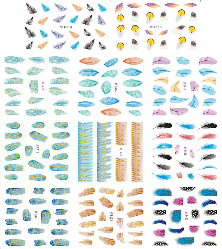 E413-423 3D Feather Simulation Nail Art Sticker