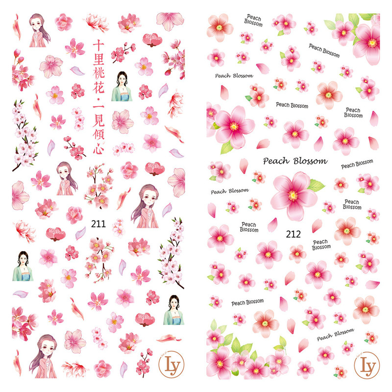LY211-212 Thin 3D Peach Blossom Nail Sticker