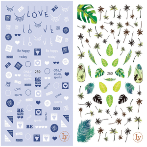 LY259-260 Thin 3D Words And Leaf Nail Art Sticker