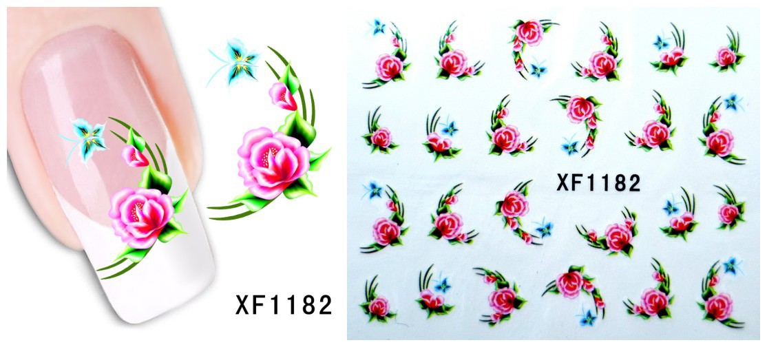 XF1181-1186 Flower Water Nail Sticker