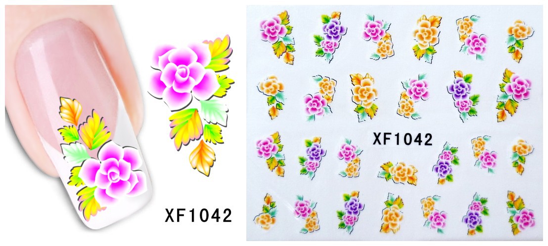 XF1037-1042 Flower Water Nail Sticker