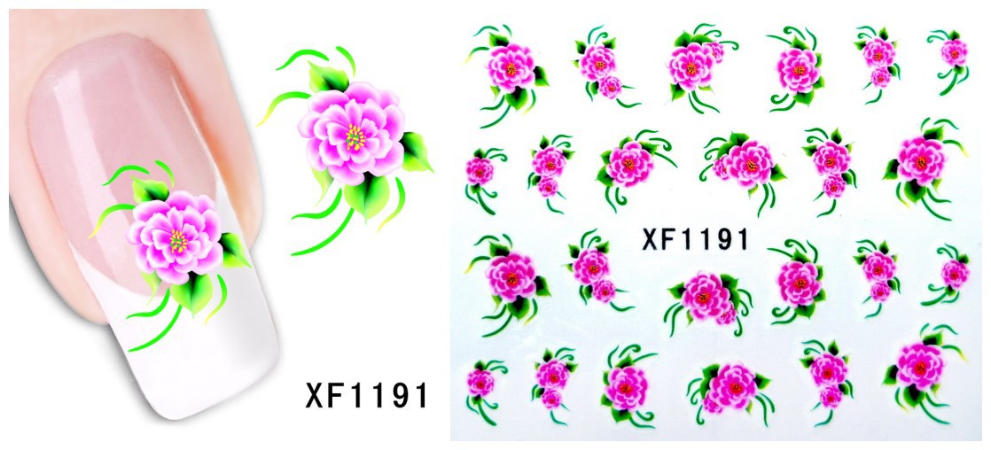 XF1187-1192 Flower Water Nail Sticker