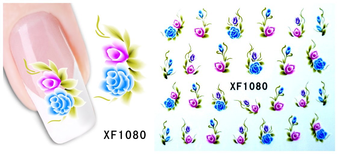 XF1079-1084 Flower Water Nail Sticker