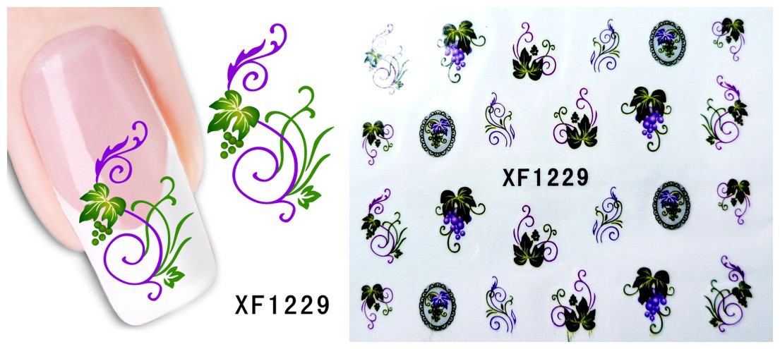 XF1223-1230 Feather Water Nail Sticker