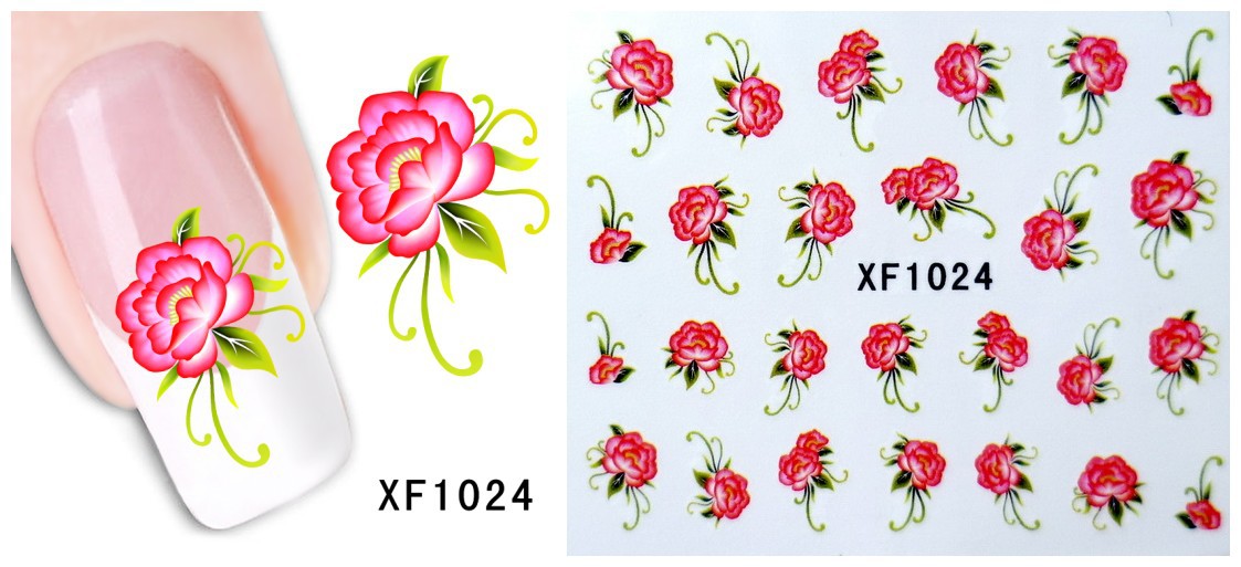 XF1019-1024 Flower Water Nail Sticker