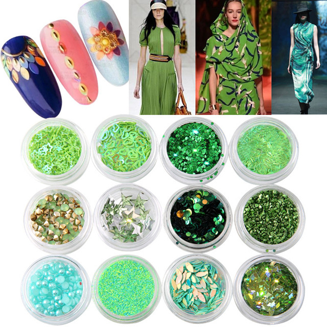 Green Nail Sequin Set