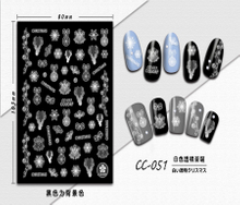 CC-051 3D White Transparent Christmas Nail Sticker
