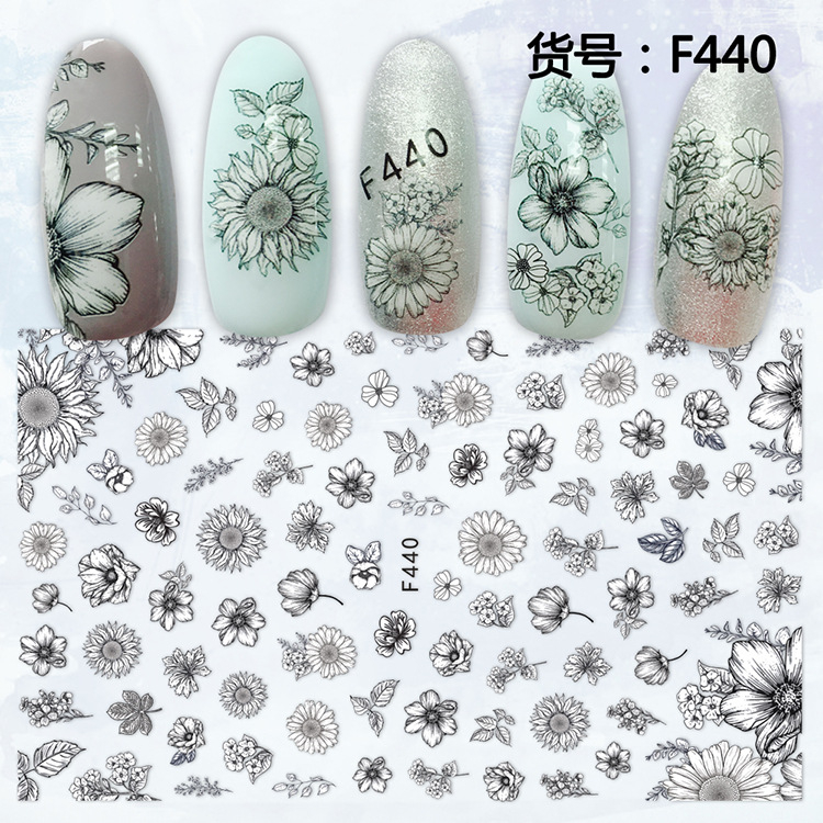 F440 DIY Design 3D Self Adhesive Flower Nail Art Sticker
