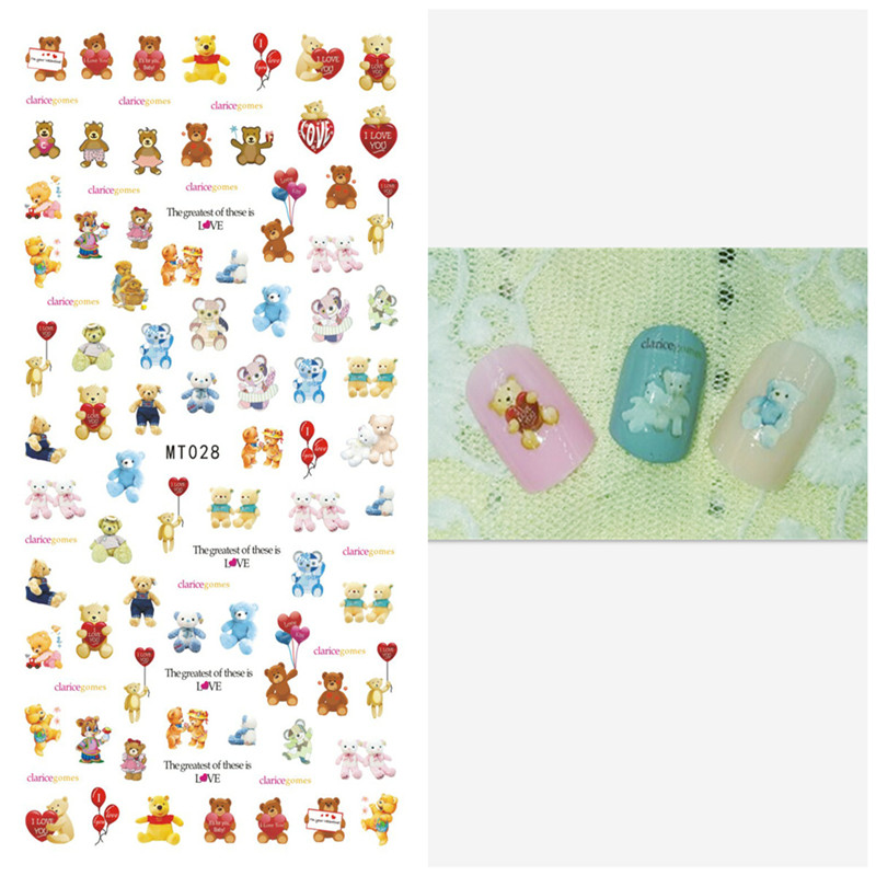 MT028-031 3D Teddy Series Nail Art Sticker