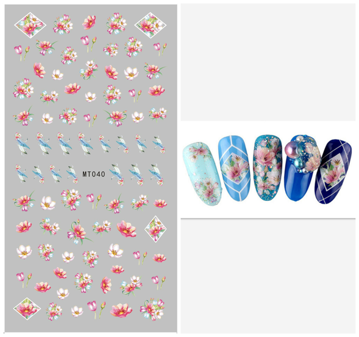 MT039-046 3D Flower Series Nail Art Sticker