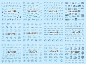 HBJY157-168 3D Silver Letters Nail Art Sticker 